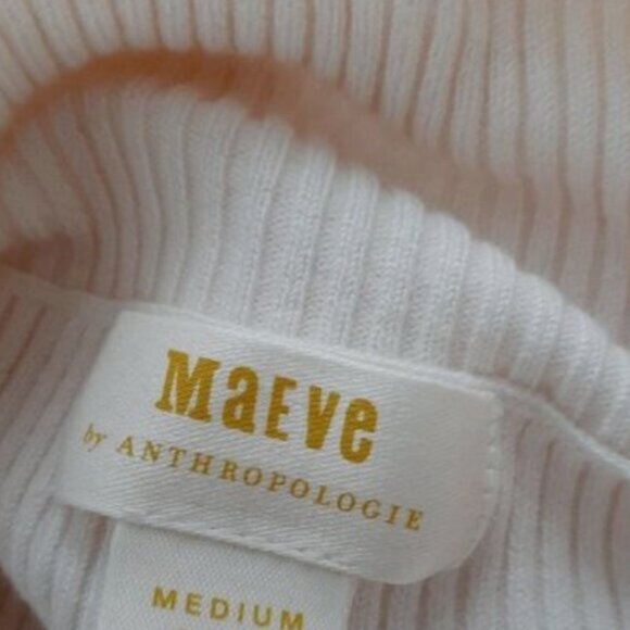 MAEVE / Anthropologie Turtleneck Button Cuffs Fine Rib Fitted Sweater M Flawed - Picture 15 of 16